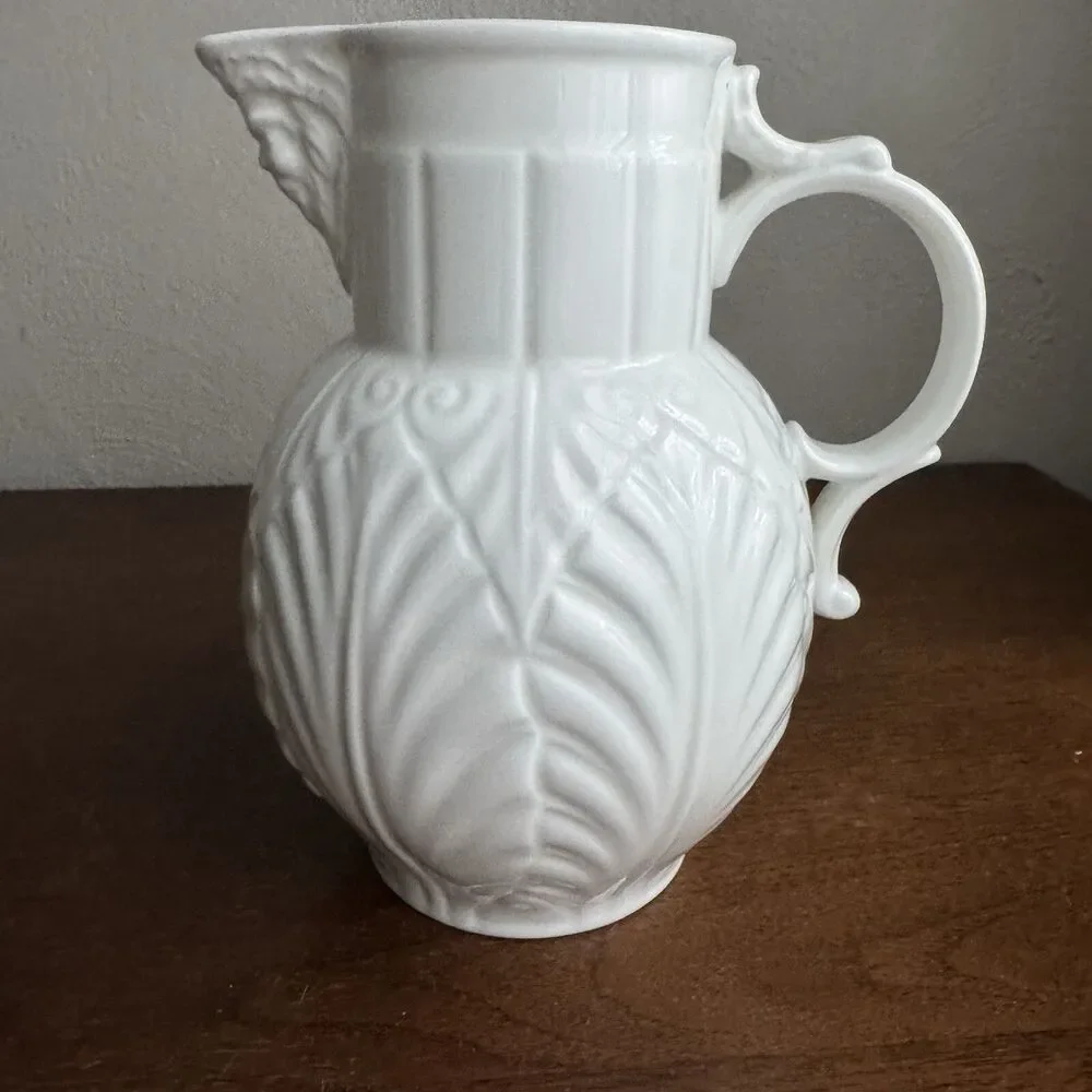 Coalport England Caughley Mask-Head Jug Pitcher White Porcelain 6.75